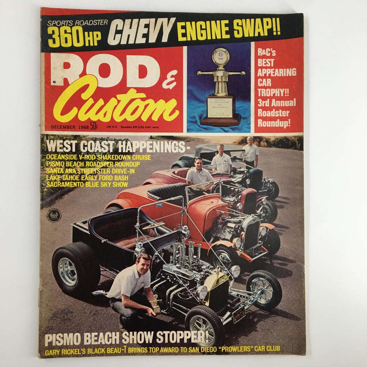 VTG Rod & Custom Magazine December 1968 cover featuring classic cars from the Pismo Beach Show with event highlights.