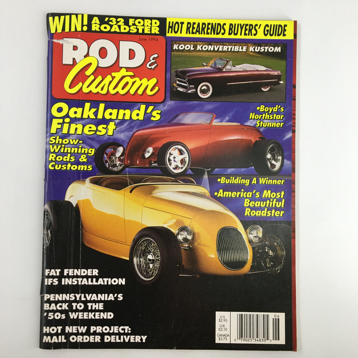 Rod & Custom Magazine June 1994 cover featuring America's Most Beautiful Roadster and show-winning rods & customs.