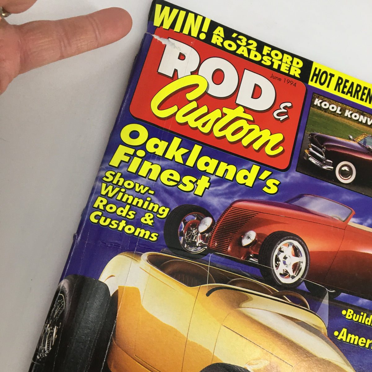Close-up of the Rod & Custom Magazine June 1994 cover highlighting Oakland’s Finest and automotive culture.