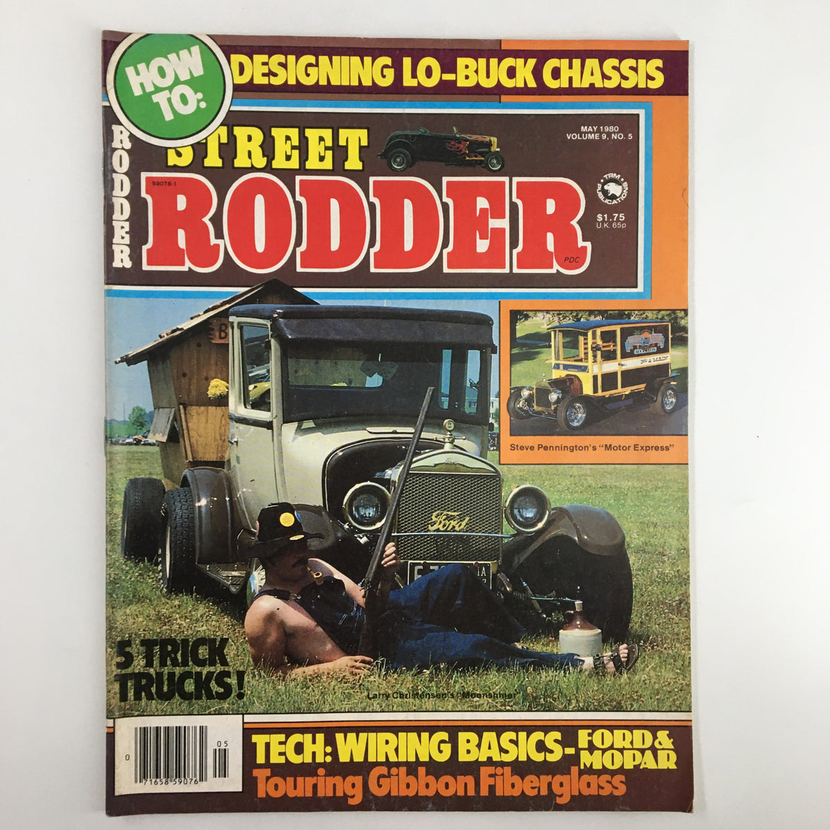 VTG Street Rodder Magazine May 1980 featuring Steve Pennington's Motor Express, showcasing a vintage truck and a laid-back scene with a man relaxing beside the vehicle.