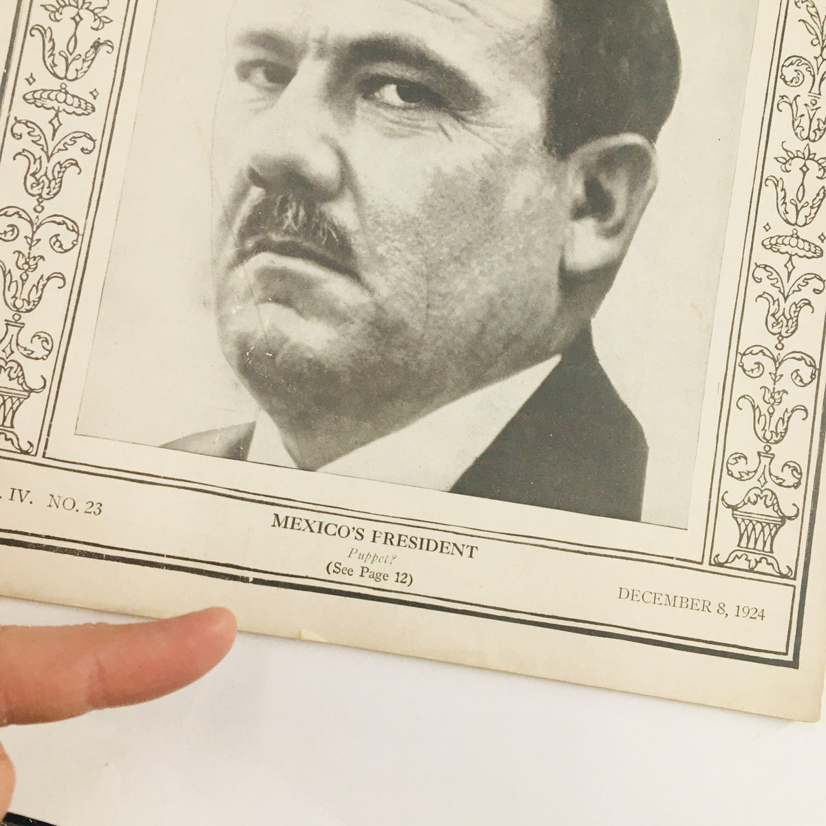 Cover of Time News-Magazine December 8 1924 Vol 4 #23 featuring a portrait of Mexico's President Plutarco Elias Calles, highlighting his significant role in Mexican politics.