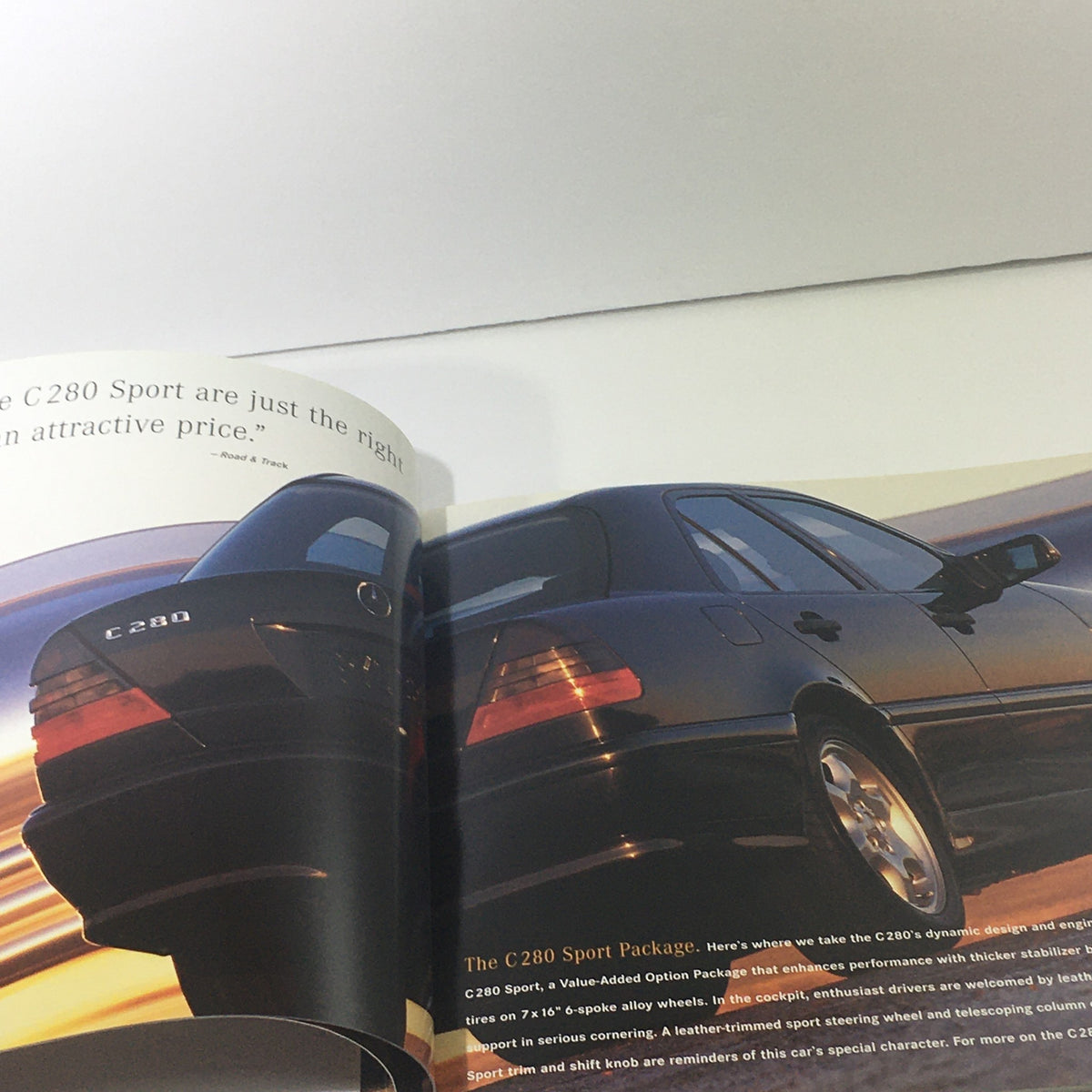 Interior page of the 1998 Mercedes-Benz C-Class brochure showcasing the 1998 C280 Sport car model.