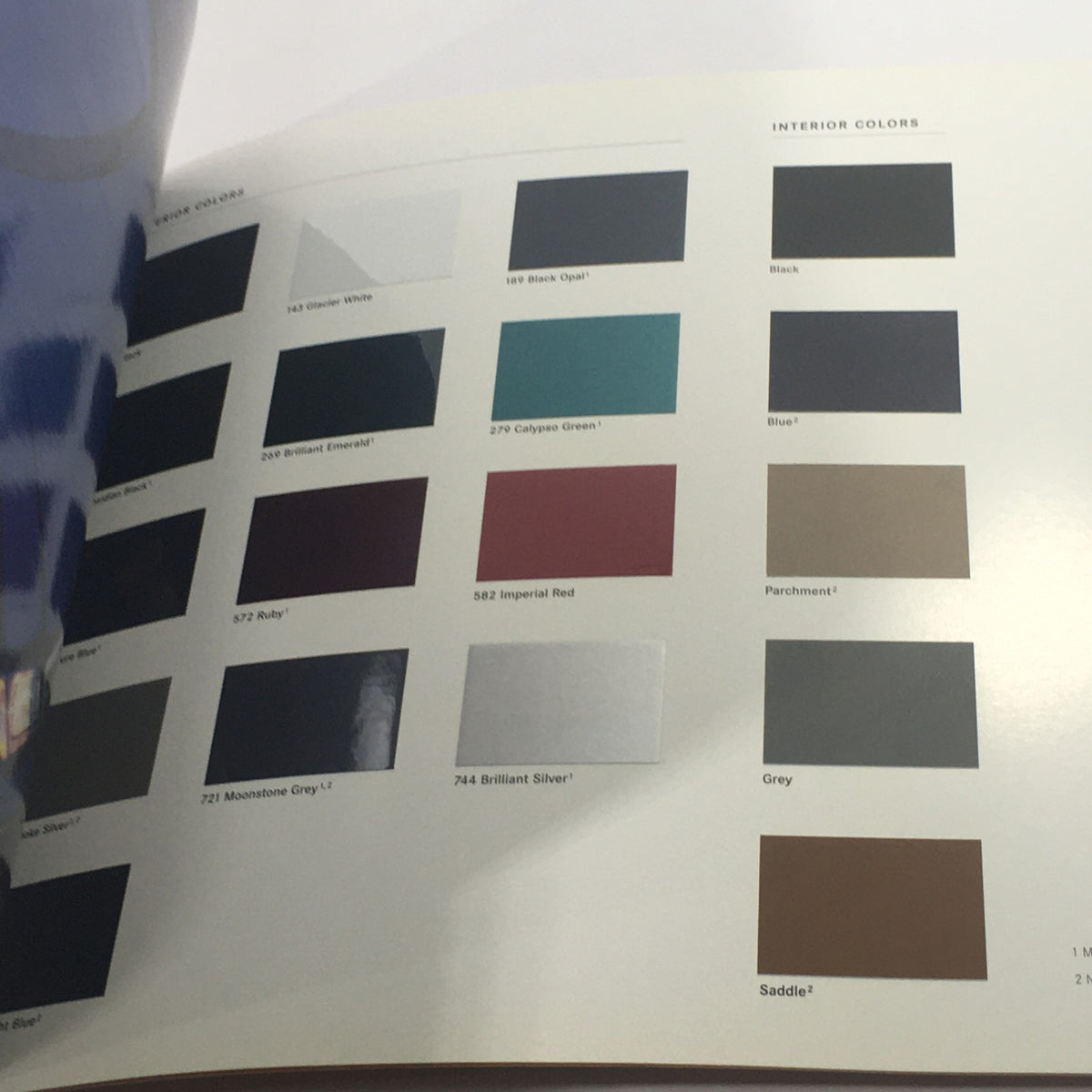 1998 Mercedes-Benz C-Class Dealership Car Auto Brochure Catalog interior color options with swatches including Black, Blue, and Grey.