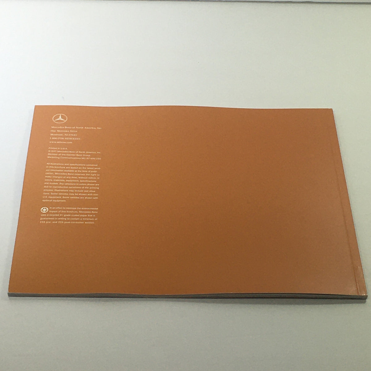 1998 Mercedes-Benz C-Class Dealership Car Auto Brochure Catalog showcased in a flat position displaying the back cover.