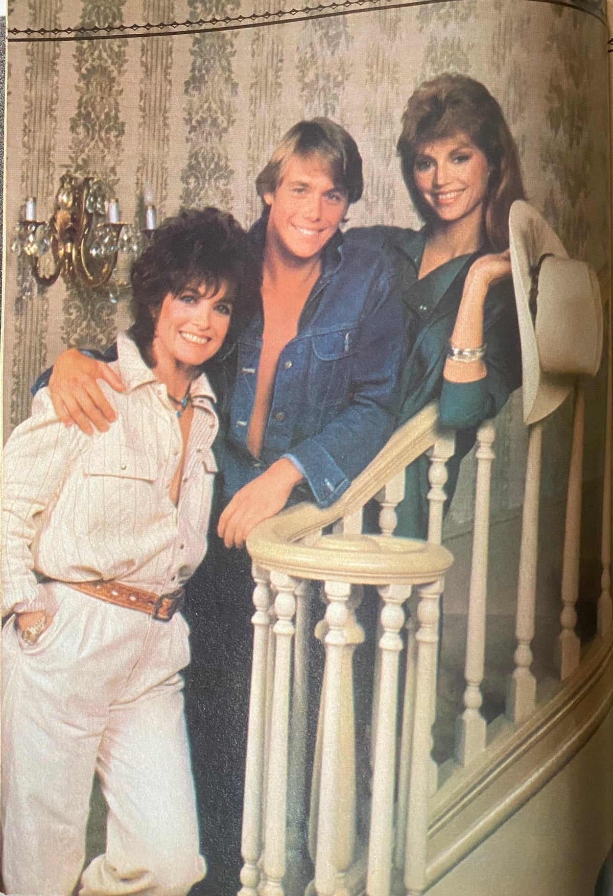 An image from Teen Beat Magazine November 1983 depicting actors posing together, showcasing iconic '80s fashion and celebrity connections.