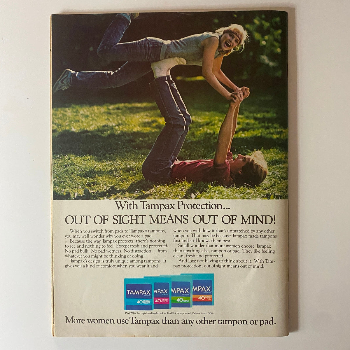Teen Beat Magazine November 1983 back cover featuring a playful scene with two young individuals, illustrating a cheerful outdoor moment. Emphasizes '80s youth culture and lifestyle.