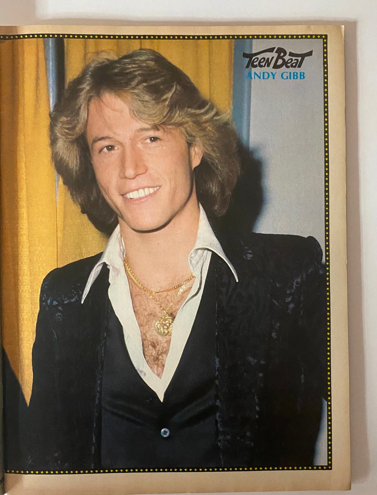 Teen Beat Magazine July 1979 featuring Andy Gibb, showcasing his iconic hairstyle and style. A collectible item highlighting the pop culture of the late 1970s.