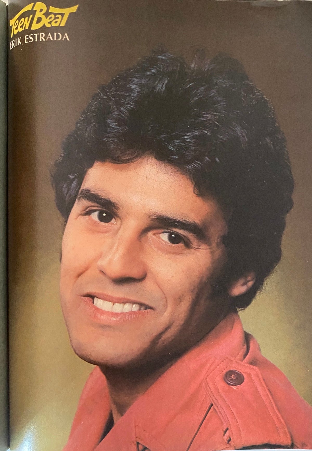 Teen Beat Magazine July 1979 featuring Erik Estrada, smiling and dressed in a stylish shirt. A classic image capturing the charm of this beloved teen idol.