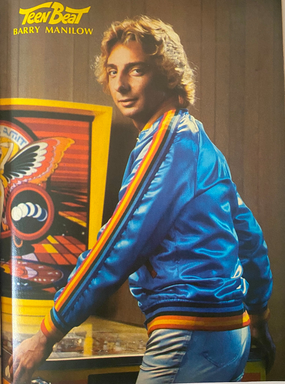 Full-page magazine feature of Barry Manilow from Teen Beat Magazine September 1980 showcasing his distinctive style and personality.