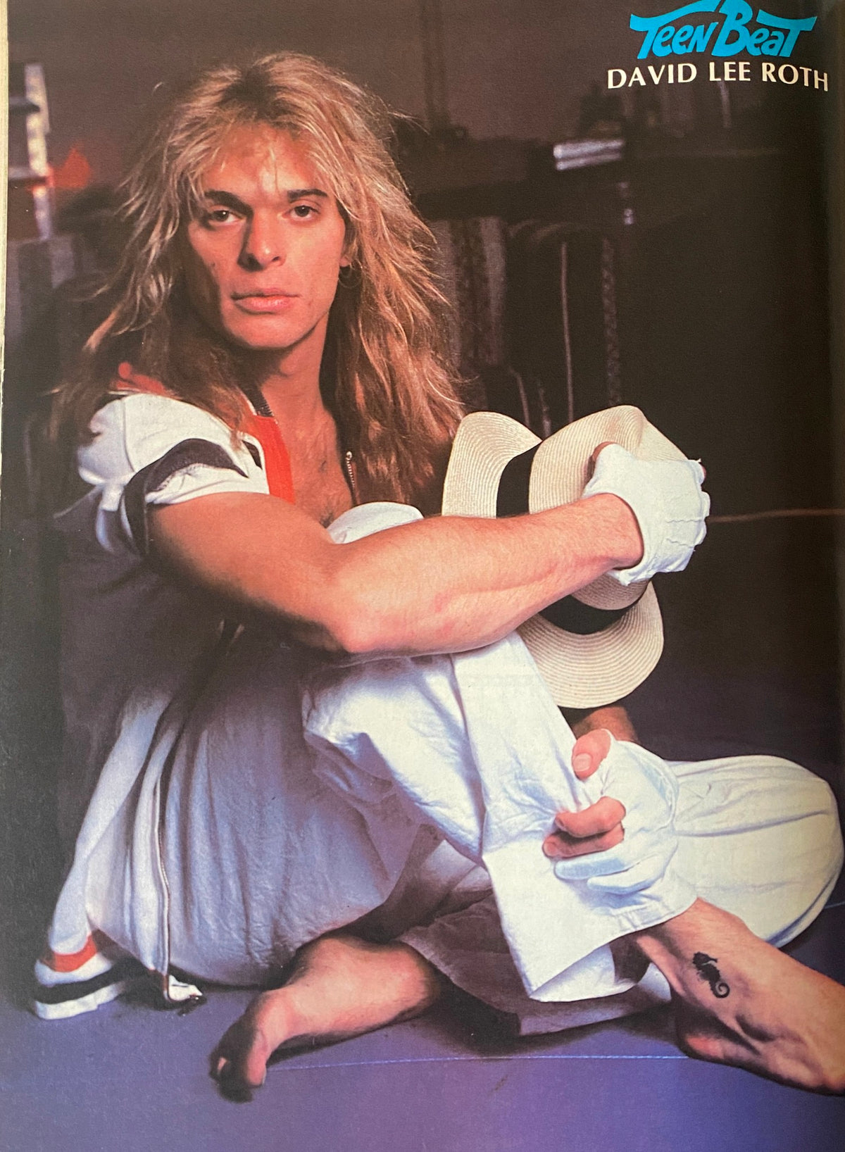 Portrait of David Lee Roth from Van Halen in Teen Beat Magazine February 1981, showcasing his iconic style.