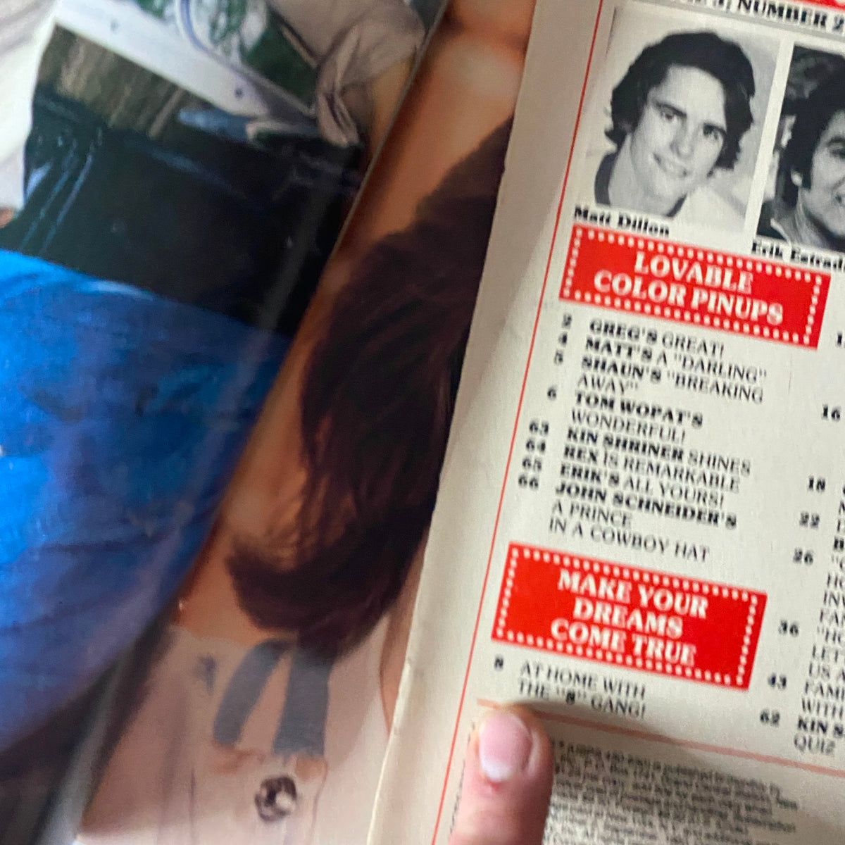 Close-up of the contents page from Teen Machine Magazine September 1980 showing details on articles and color pinups.
