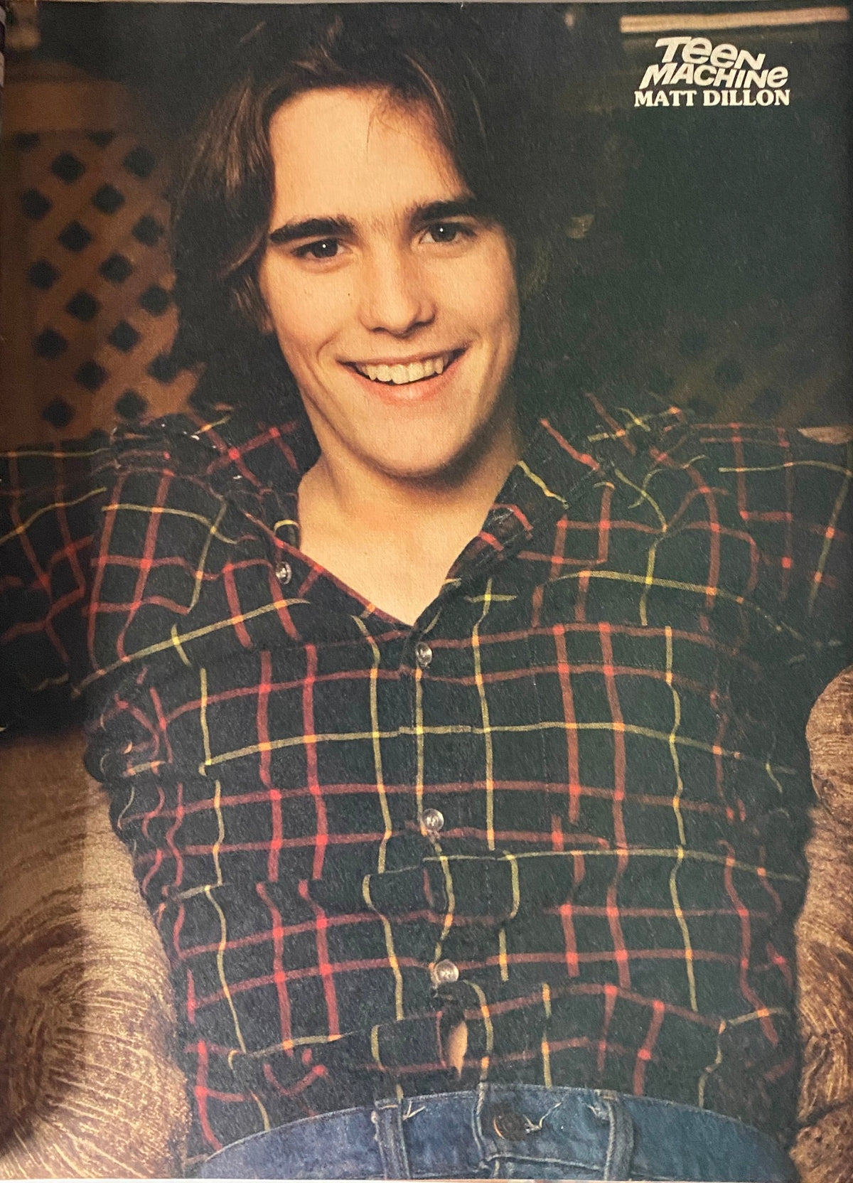 Teen Machine Magazine September 1980 featuring Matt Dillon smiling, wearing a plaid shirt, showcasing classic teen idol charm.