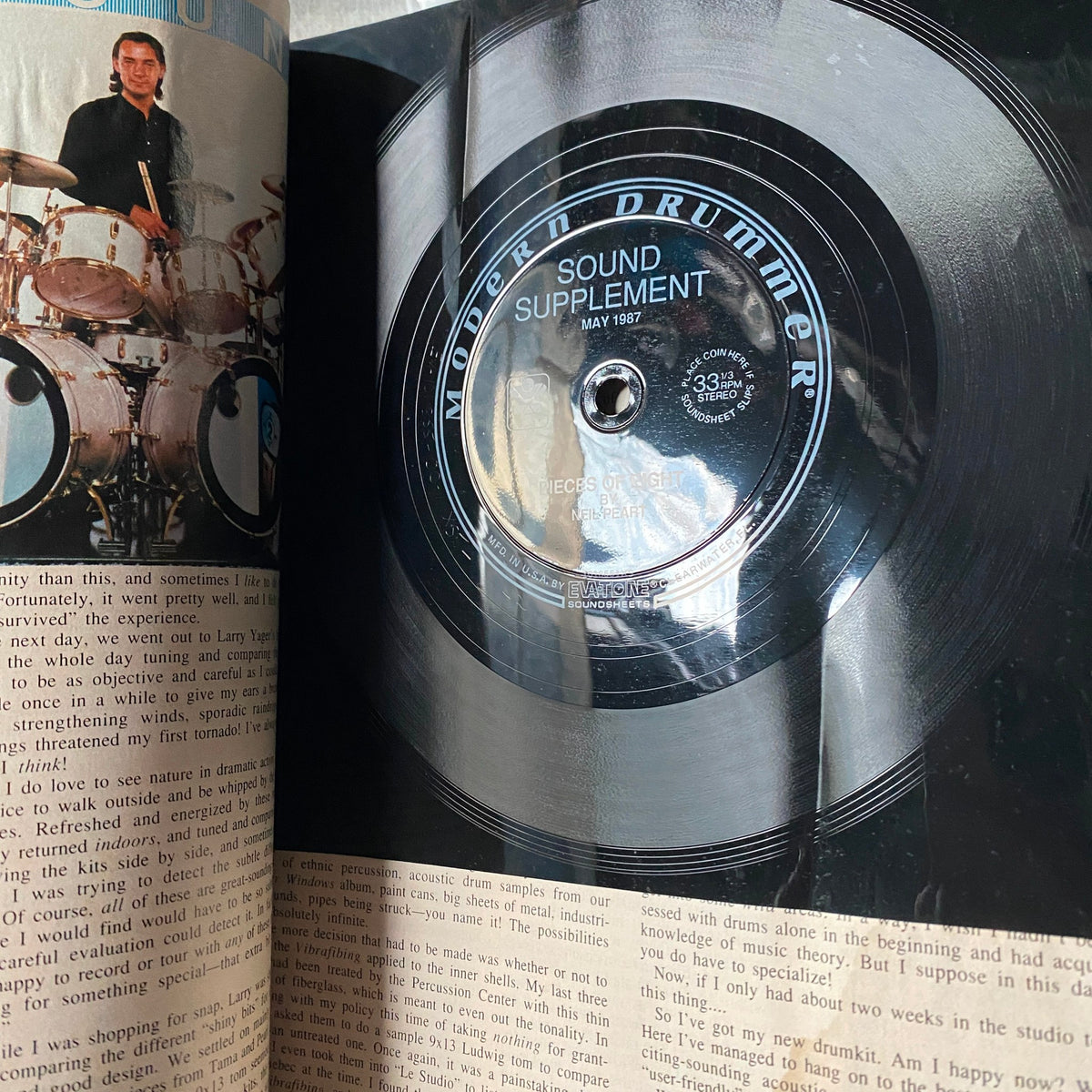 Teen Machine Magazine September 1980 spotlighting Neil Peart with his drum set, sharing insights on his drumming techniques.