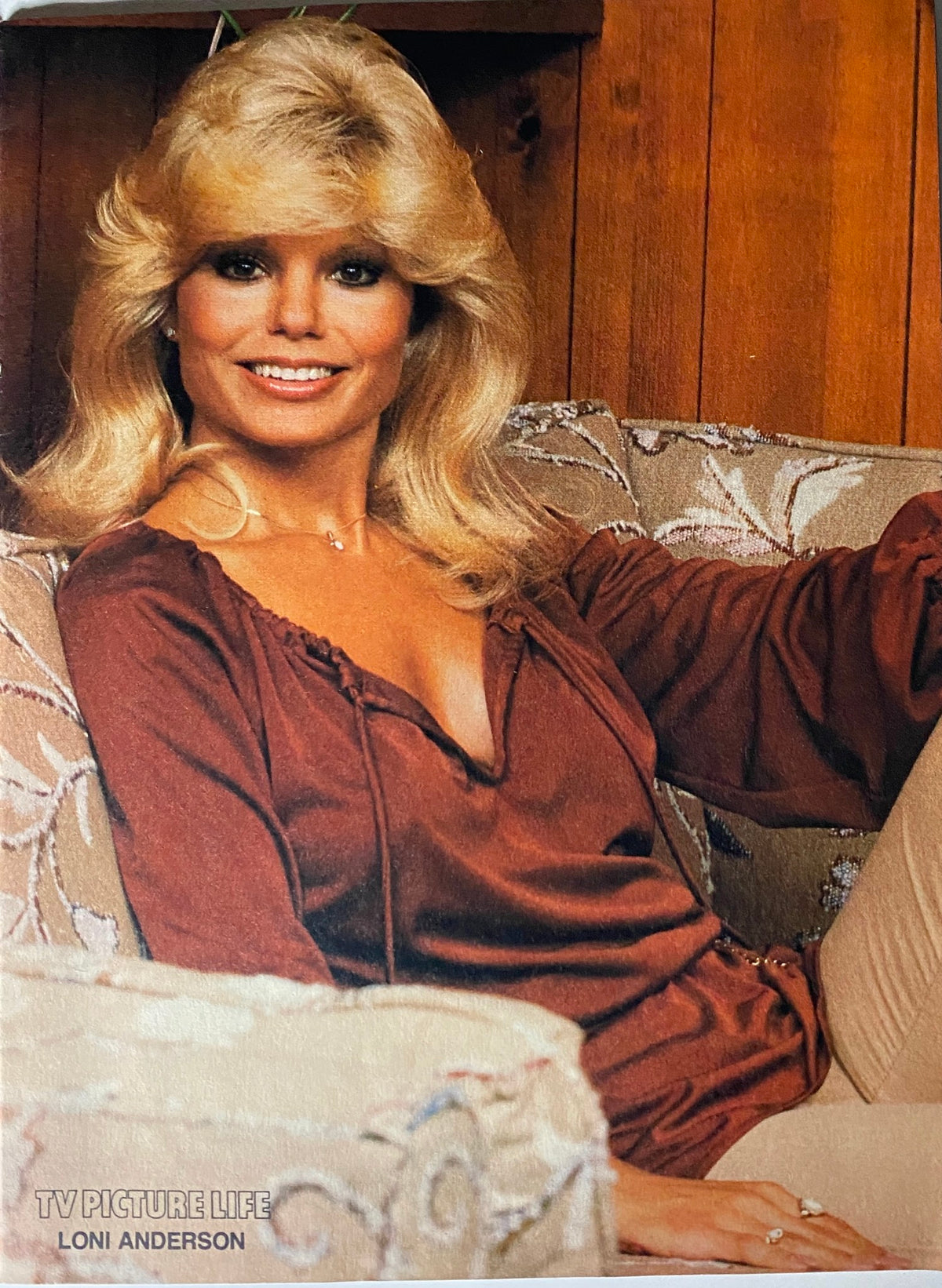 TV Picture Life Magazine June 1980 featuring Loni Anderson in a stylish brown outfit on a couch, capturing 1980s pop culture.