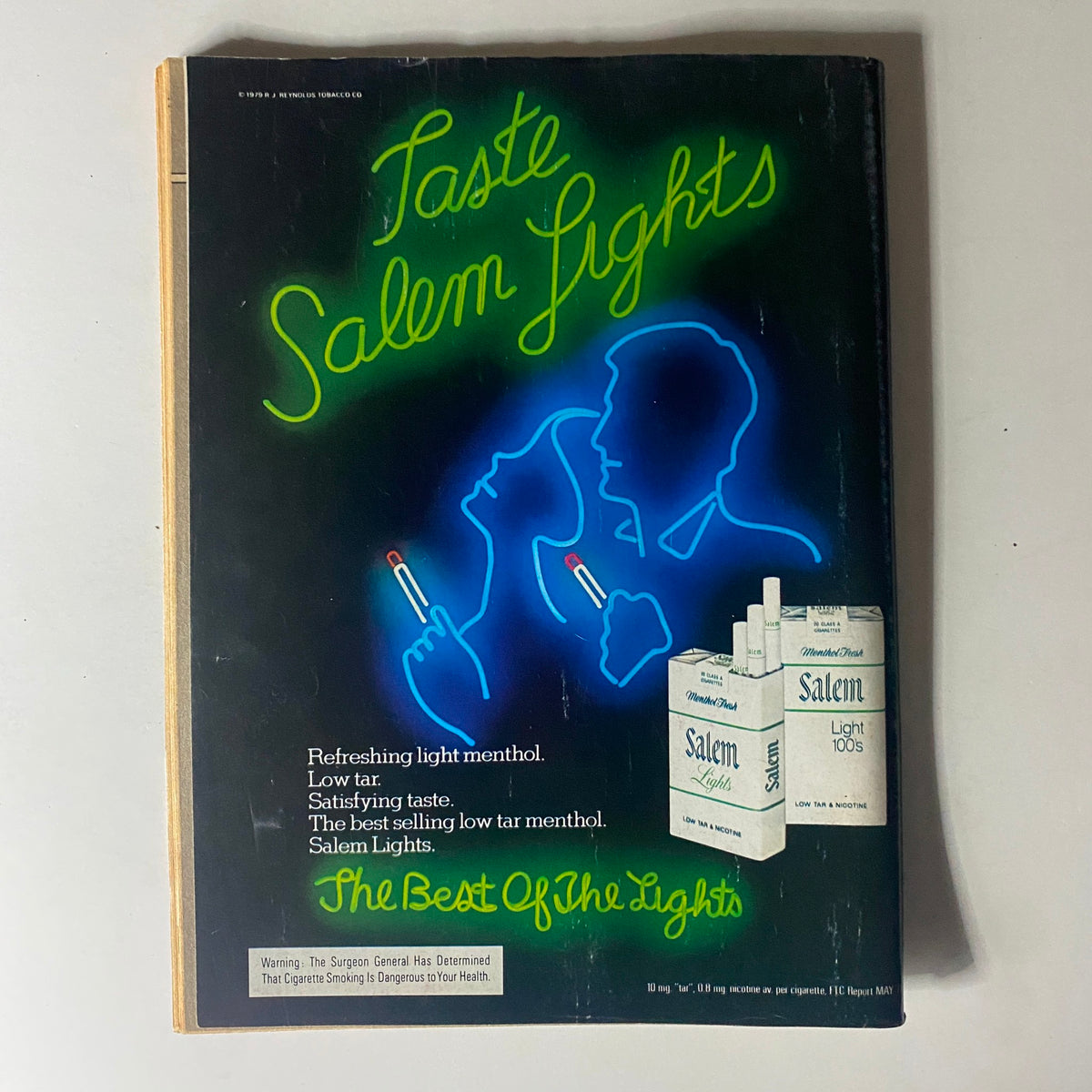 Cover of TV Picture Life Magazine July issue featuring Bo Derek and John Derek with advertisement for Salem Lights cigarettes, showcasing nostalgic 1980s Hollywood glam.