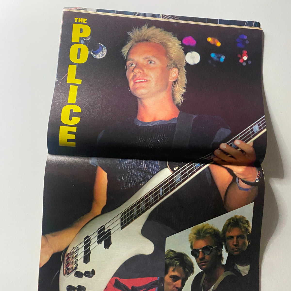 Rock World Magazine May 1984 features The Police with Sting performing on stage, showcasing the vibrant energy of the band in the 1980s.