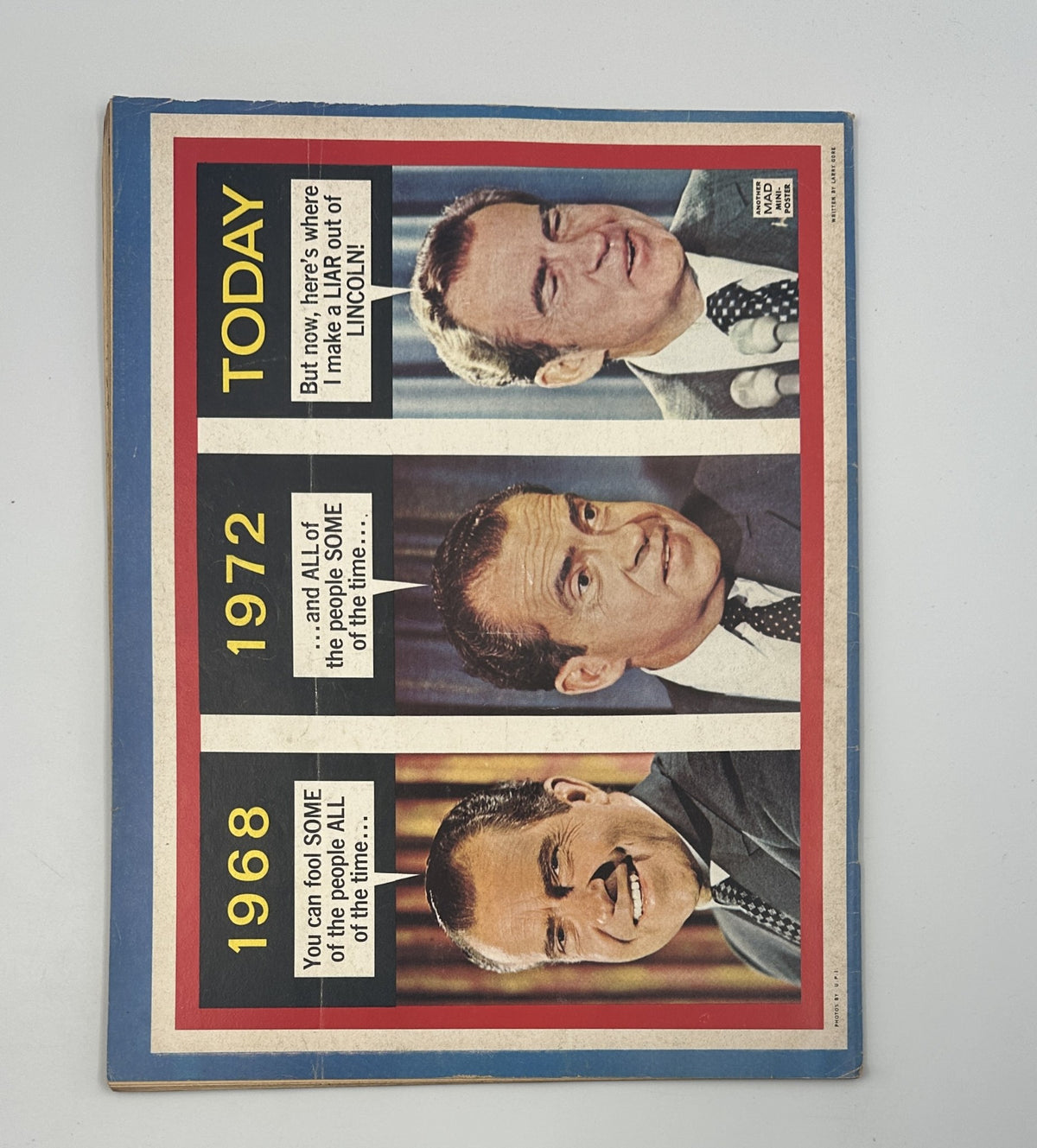 Back cover of MAD Magazine No. 161, September 1973, displaying a humorous montage of caricatures featuring a well-known political figure, emphasizing the satire typical of the magazine's style.