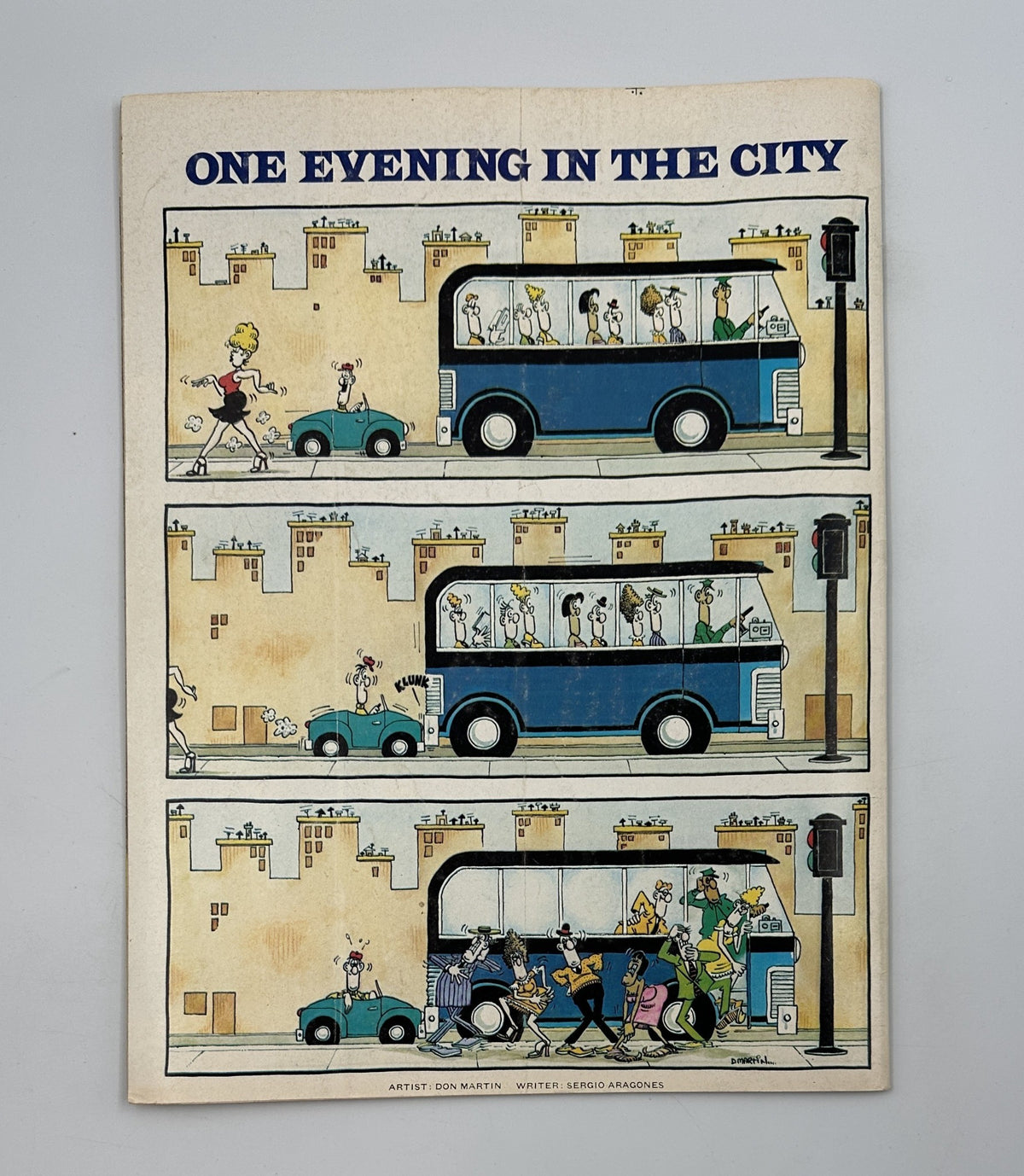 MAD Magazine No. 198 April 1978 artwork titled 'One Evening in the City,' illustrating a humorous scene with characters waiting for a bus.