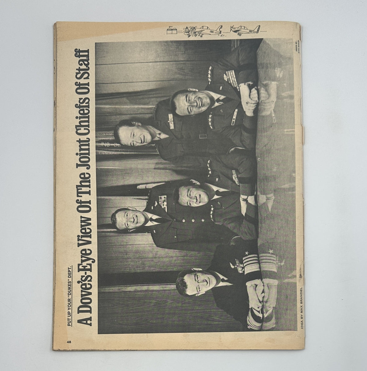 Page from MAD Magazine No. 129, September 1969, presenting a black and white image titled 'A Dove’s-Eye View Of The Joint Chiefs Of Staff'.