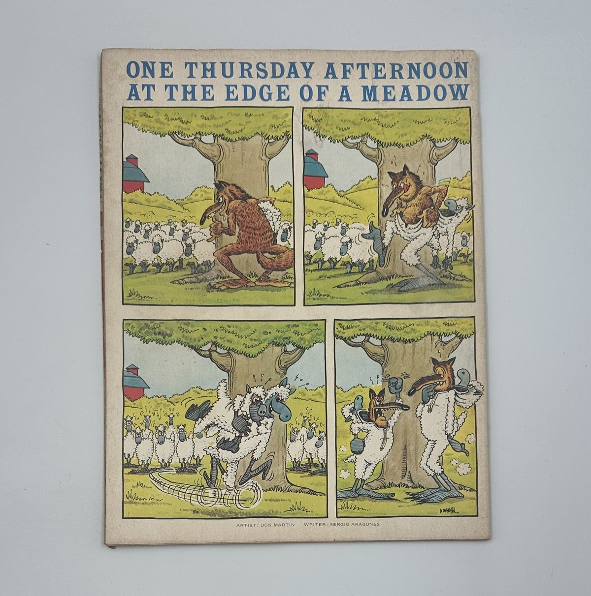 Back cover of MAD Magazine No. 201 September 1978 showcasing a cartoon titled 'One Thursday Afternoon At The Edge Of A Meadow' illustrated by Don Martin, featuring humorous animal characters.