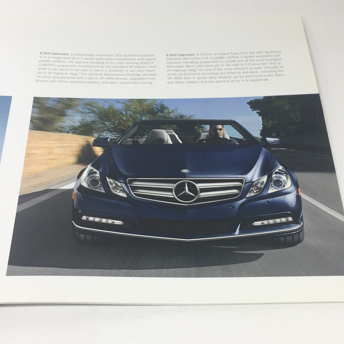 2013 Mercedes-Benz E-Class Coupe Cabriolet Dealership Car Auto Brochure Catalog featuring a blue convertible car driving on an open road.