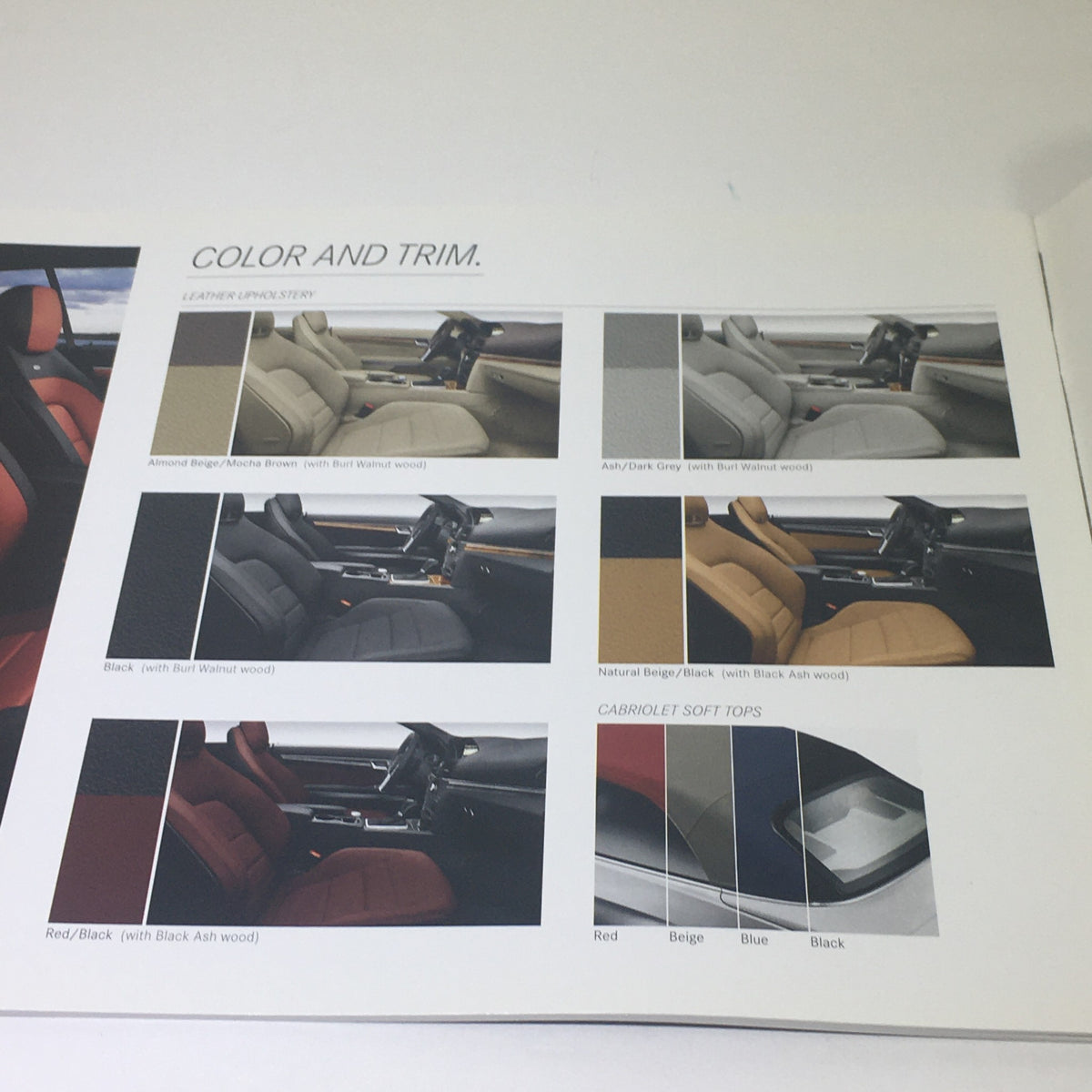 2013 Mercedes-Benz E-Class Coupe Cabriolet Dealership Car Auto Brochure Catalog displaying a color and trim selection for the interior seating.