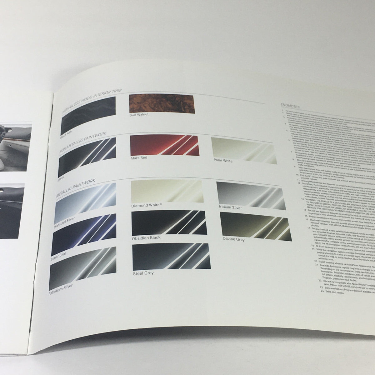 2013 Mercedes-Benz E-Class Coupe Cabriolet Dealership Car Auto Brochure Catalog presenting the exterior paint options in a detailed layout.
