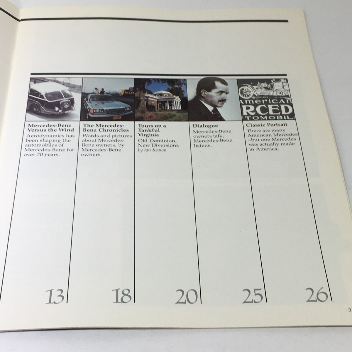 Second contents page of the 1982 Mercedes-Benz Volume VI Dealership Car Auto Brochure Catalog highlighting various topics related to Mercedes-Benz.