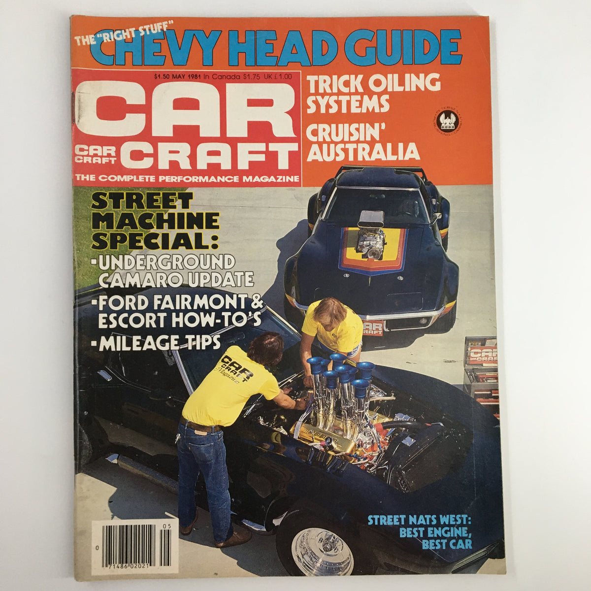 Cover of VTG Car Craft Magazine May 1981 featuring articles on Ford Fairmont and Escort, with a focus on street machine tips and performance enhancements.