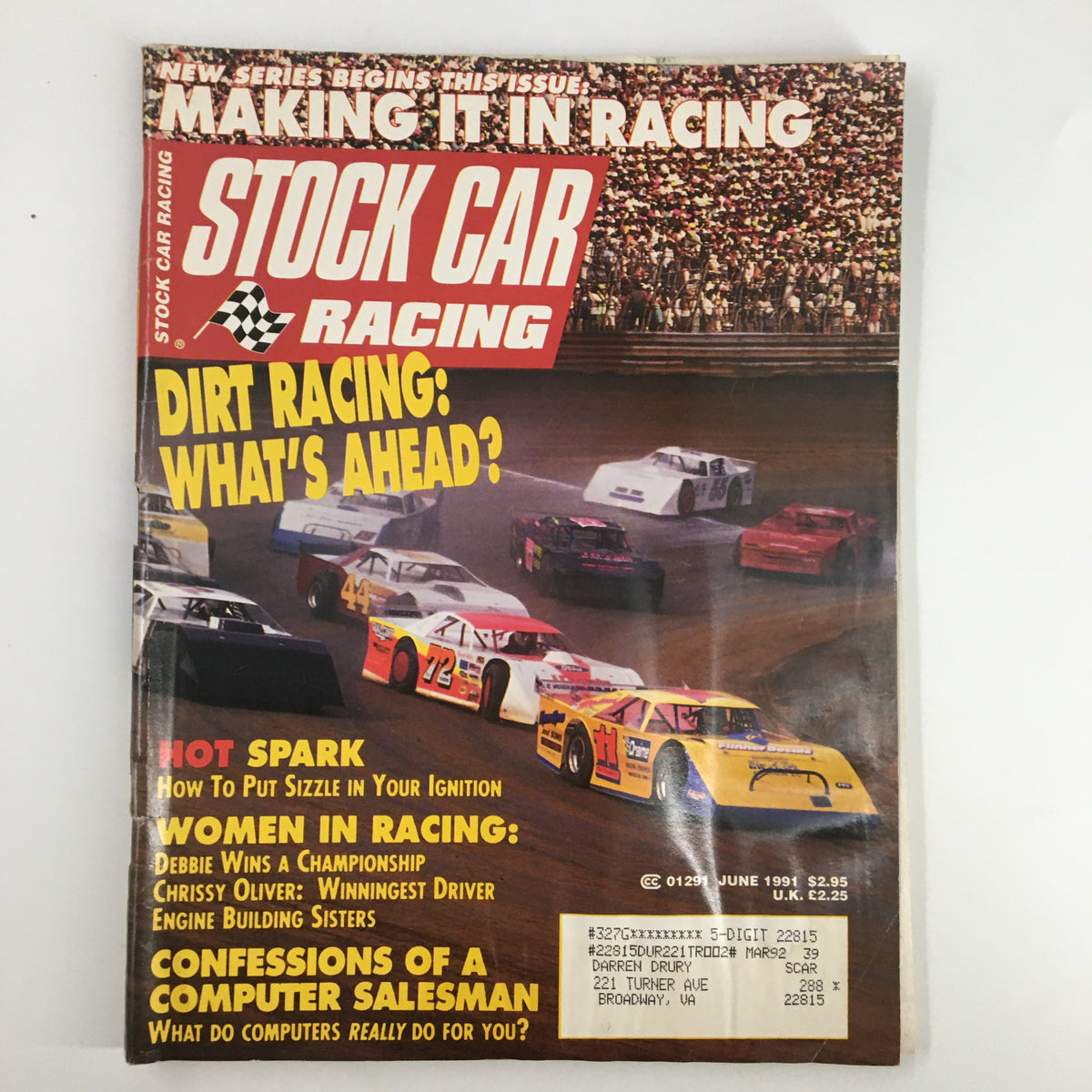 Cover of Stock Car Racing Magazine June 1991 featuring late models racing at Hagerstown, showcasing vibrant imagery of stock cars in action.