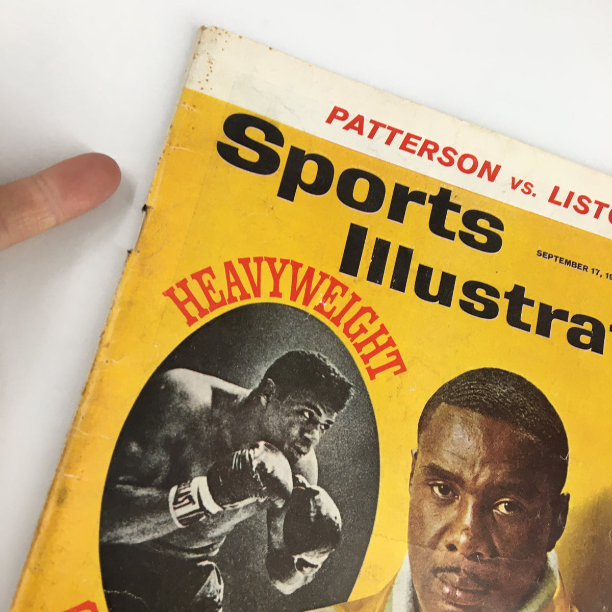 Cover of Sports Illustrated Magazine dated September 17, 1962, showcasing the boxing match between Patterson and Liston, featuring bold text and images of the heavyweight boxers.