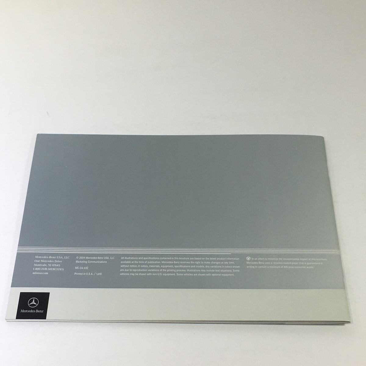 Back cover of the 2005 Mercedes-Benz CLK-Class Dealership Car Auto Brochure Catalog featuring a minimalist design and relevant manufacturer information.