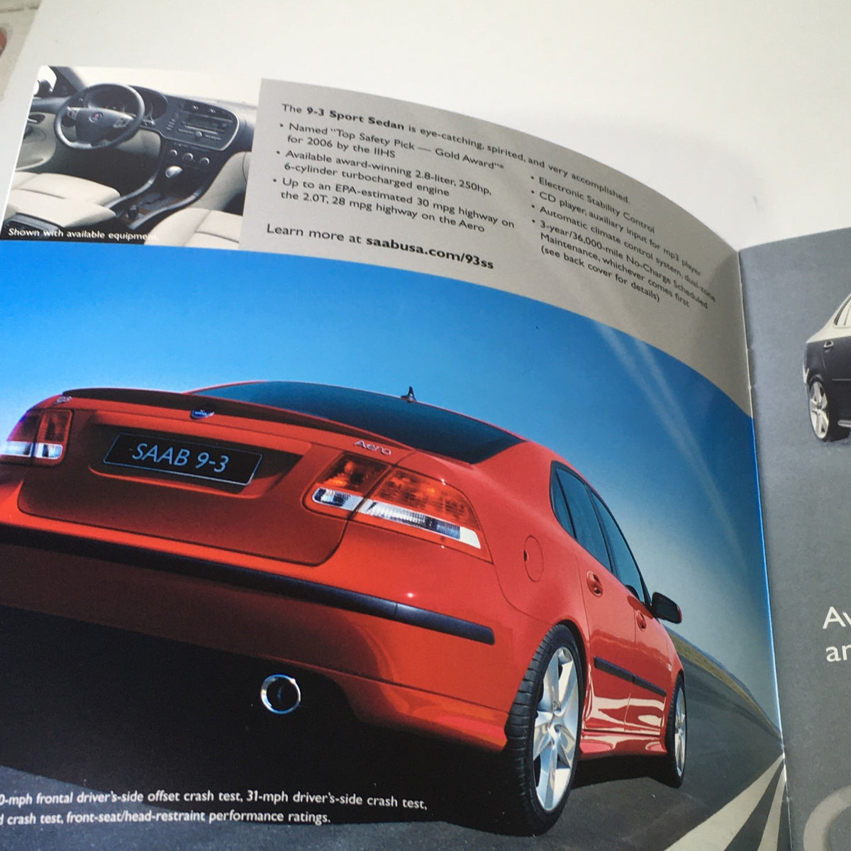 Image of the rear of a red Saab 9-3 from the 2007 Saab Lineup 93 Sport Sedan Dealership Car Auto Brochure Catalog, illustrating performance and design.