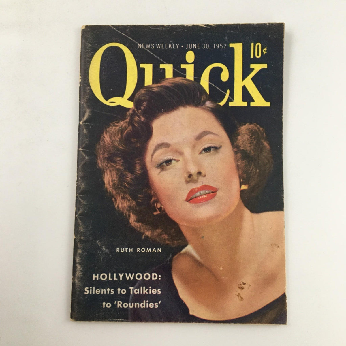 Quick Magazine June 30, 1952 featuring Ruth Roman on the cover, showcasing vintage Hollywood charm with a bright yellow title and a classic design.
