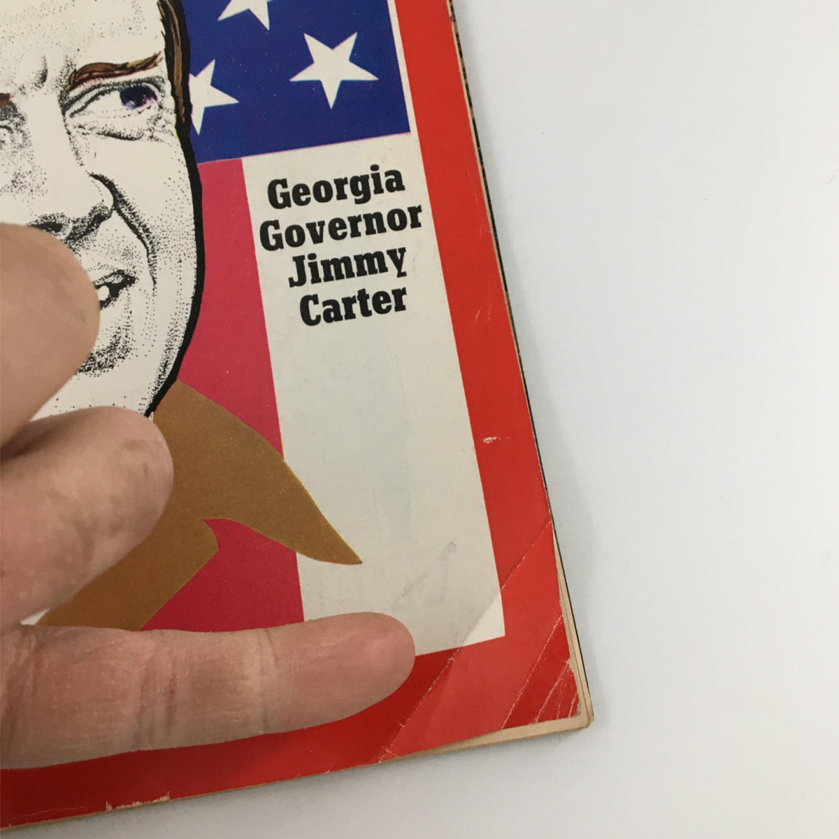 Close-up of the VTG Time Magazine May 31, 1971 cover depicting Georgia Governor Jimmy Carter, highlighting the distinct graphic design and details surrounding his portrait.