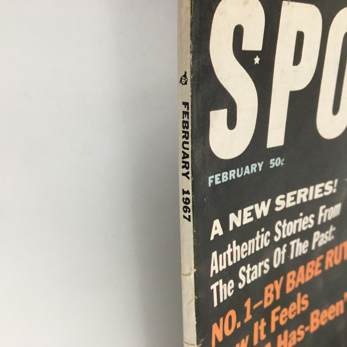 Spine view of Sport Magazine February 1967, indicating its publication month and year, emphasizing its collectible nature.