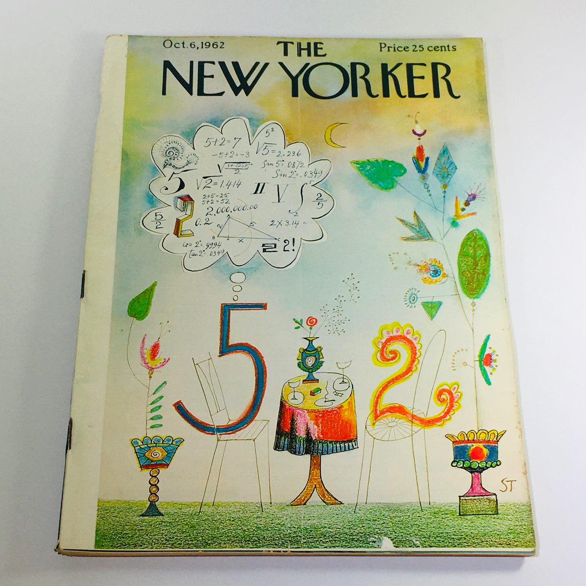 Cover of The New Yorker magazine from October 6, 1962, featuring an artistic theme by Saul Steinberg, depicting whimsical illustrations of numbers, shapes, and objects in vibrant colors.