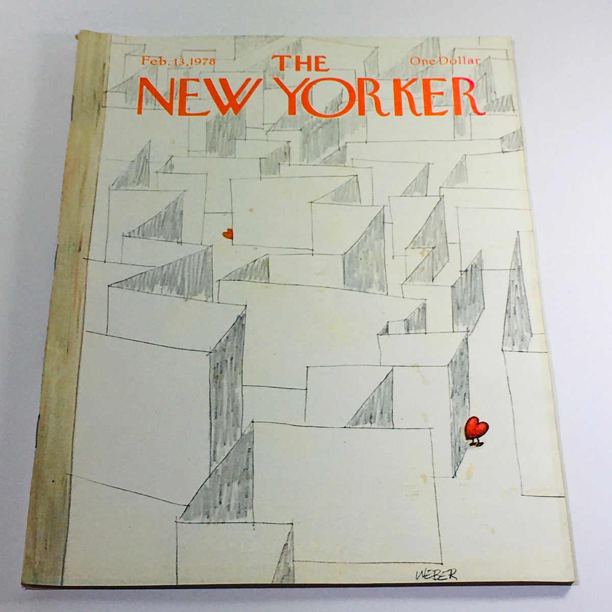 The New Yorker: February 13, 1978 full magazine cover featuring artwork by Robert Weber, displaying a unique design with abstract shapes and a heart illustration.