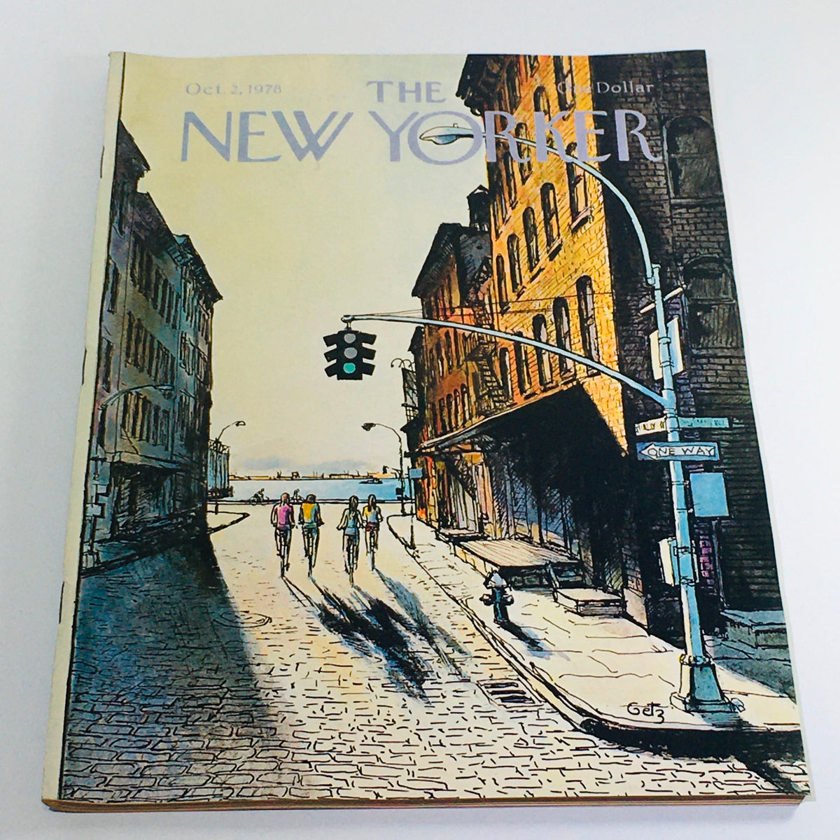 Cover image of The New Yorker: October 2, 1978, featuring an illustrated city street scene with four figures walking and a green traffic light, designed by artist Arthur Getz.