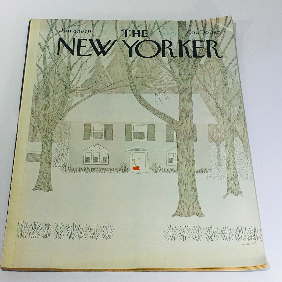 The New Yorker January 8 1979 magazine cover featuring a winter scene with a house surrounded by snow-covered trees, art by Charles E. Martin.