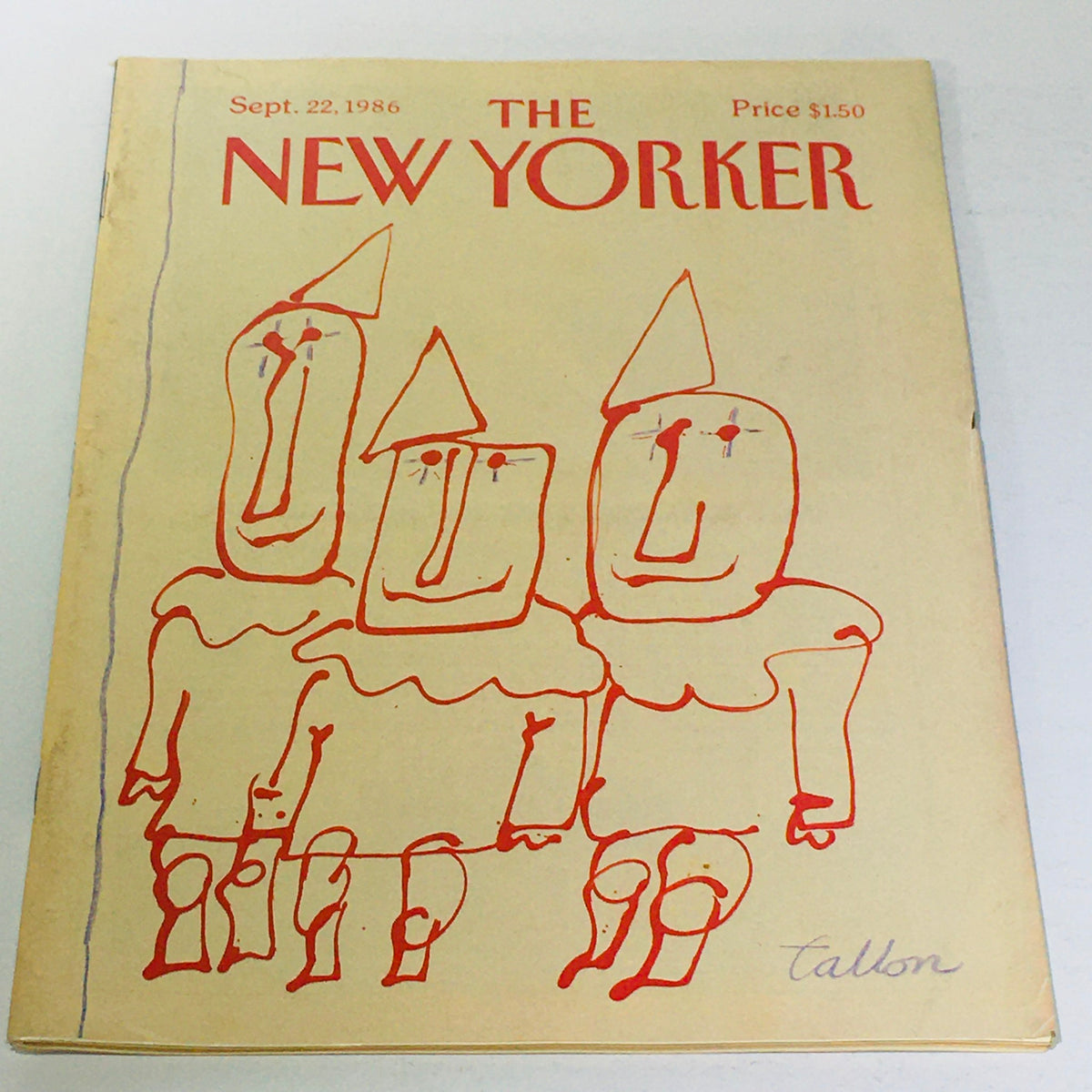 The New Yorker: September 22, 1986 - Full Magazine cover featuring artistic illustration by Robert Tallon, showcasing whimsical figures with pointed hats, highlighting vintage magazine charm.