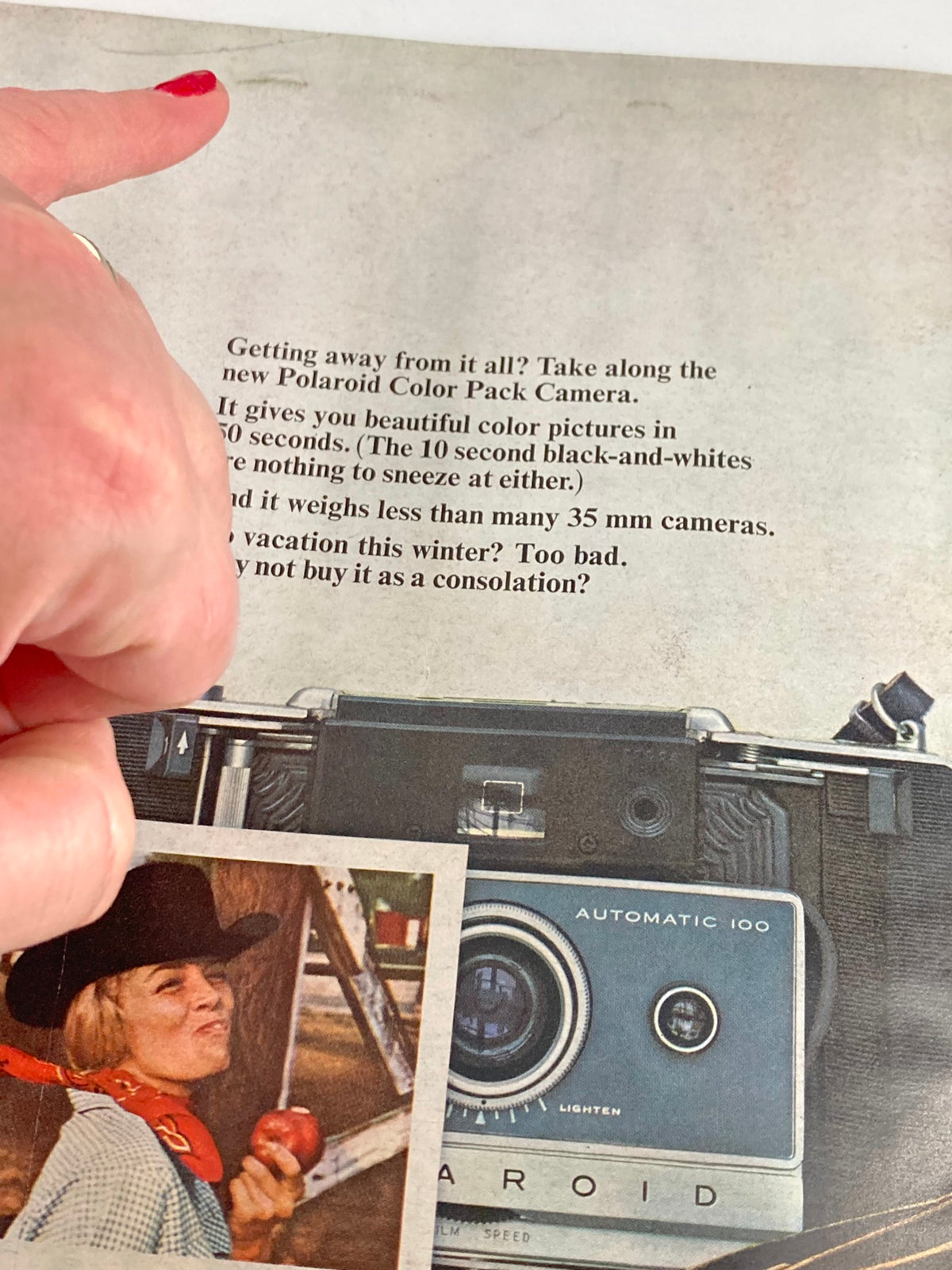 VTG Newsweek Magazine February 24 1964 Bugs About Beatles featuring a close-up of a Polaroid camera advertisement, highlighting its convenience and appeal for capturing memories.