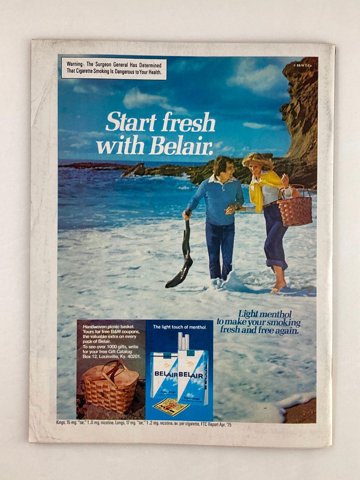 VTG Newsweek Magazine October 27 1975 Bruce Springsteen featuring a vintage advertisement for Belair cigarettes, reflecting 1970s marketing trends and aesthetics.