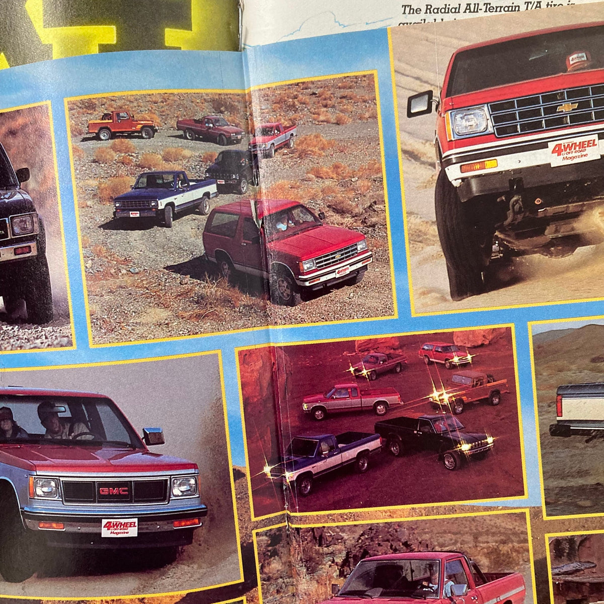 Inside spread of Petersen's 4 Wheel & Off-Road Magazine March 1983 displaying various off-road vehicles including Chevy S-10 Blazers, capturing the spirit of 1980s automotive culture.