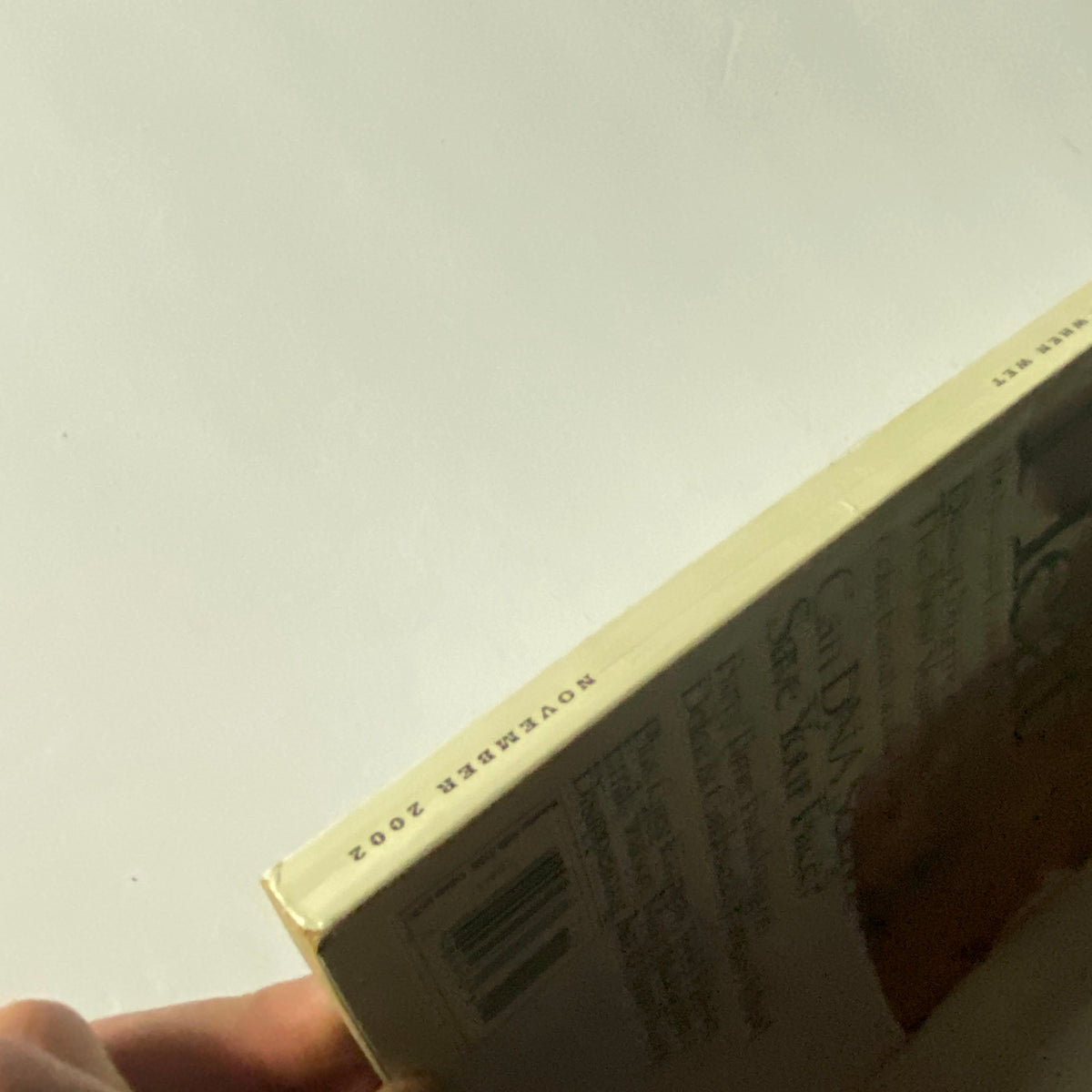 Side view of the W Magazine November 2002 issue, indicating its vintage status.