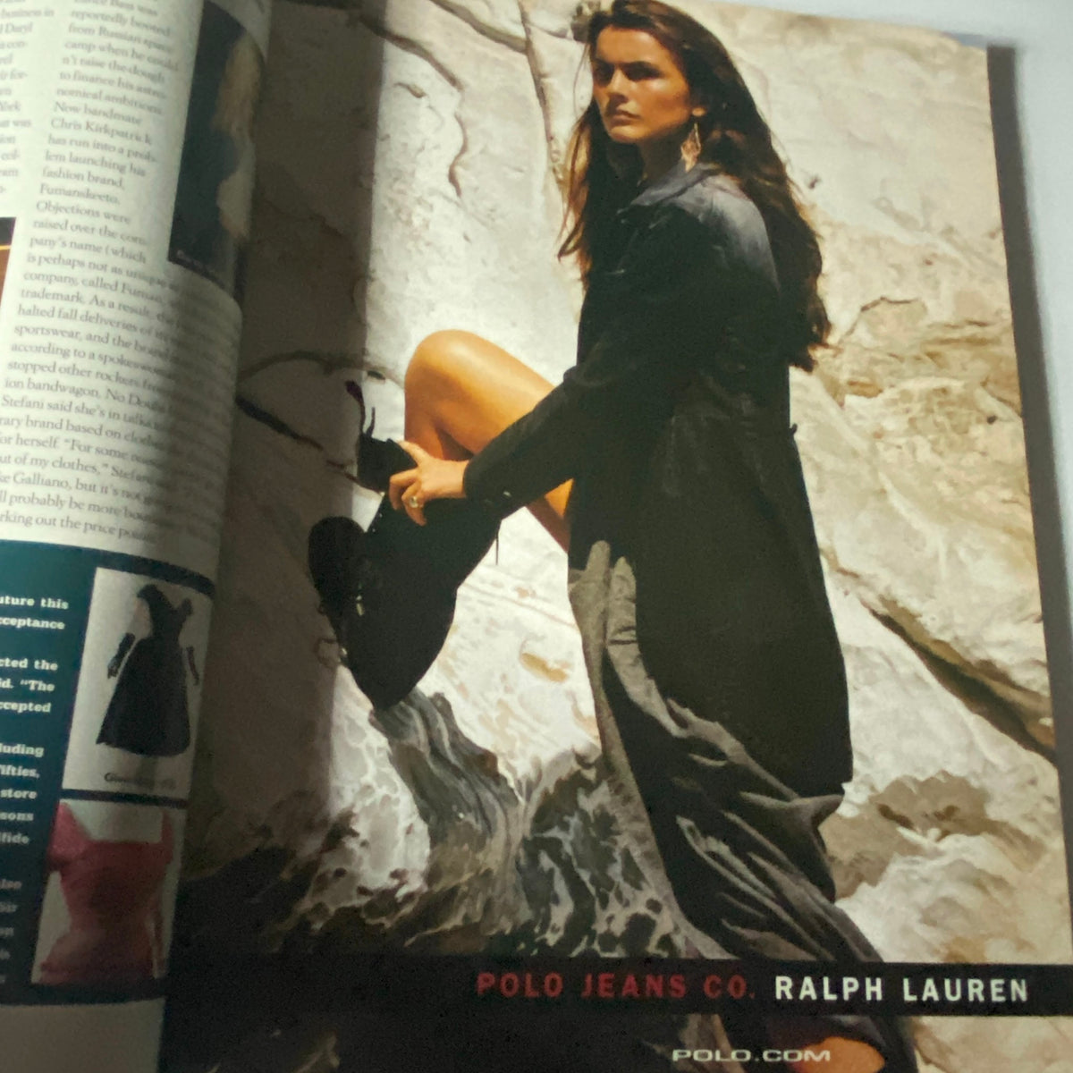 W Magazine November 2002 Cover featuring a model in a Polo Jeans Co. Ralph Lauren advertisement, showcasing fashion trends from the early 2000s.