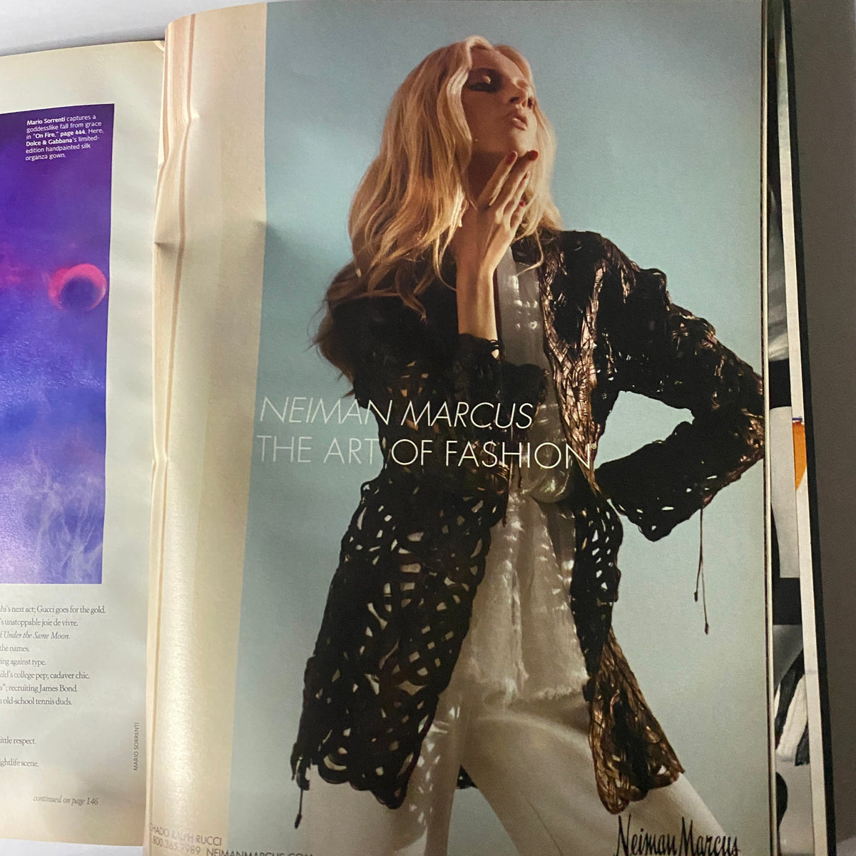 Neiman Marcus advertisement showcasing high fashion in W Magazine March 2008 featuring model styled in a designer outfit, exemplifying contemporary fashion trends.