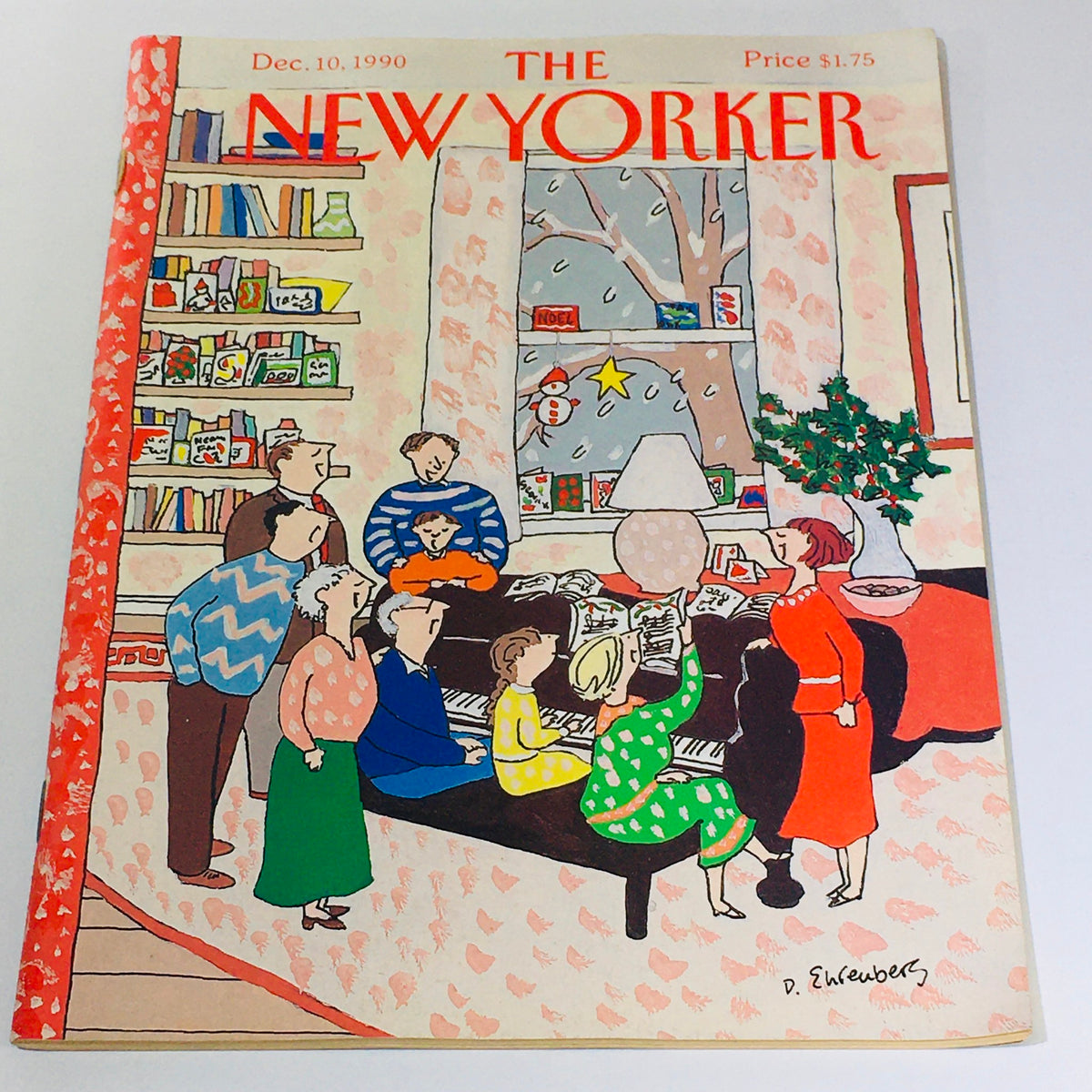 Cover image of The New Yorker, December 10, 1990. Features a festive family gathering around a piano, with holiday decorations visible in a cozy living room setting.