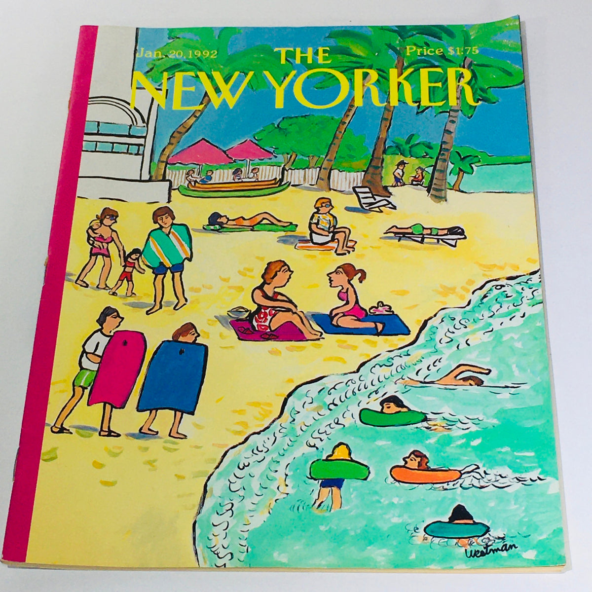 The New Yorker June 20 1992 Full Magazine Cover by Barbara Westman featuring a vibrant beach scene with people enjoying the sun, illustrated by Westman.