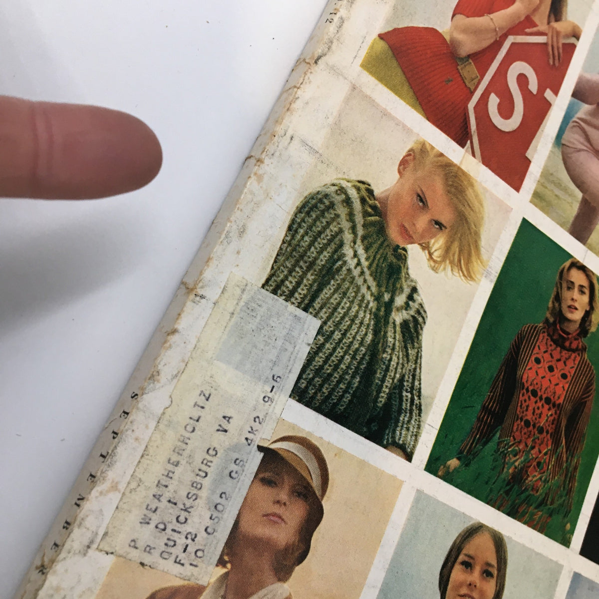 Detail shot of the Vintage McCall's Magazine September 1964 cover showcasing model styles with a focus on fashion items.